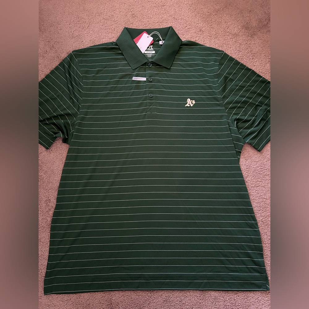 Green Striped Men's MLB Polo Shirt